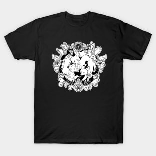 Folk Foxes - Black and White T-Shirt